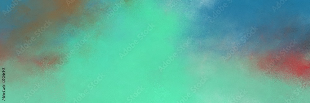 Aufkleber decorative abstract painting background texture with cadet blue and medium aqua marine colors and space for text or image. can be used as horizontal background graphic