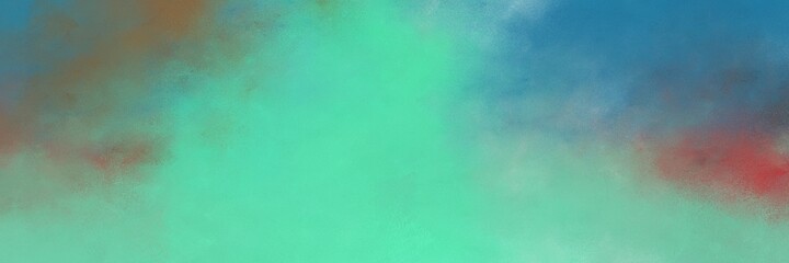 decorative abstract painting background texture with cadet blue and medium aqua marine colors and space for text or image. can be used as horizontal background graphic