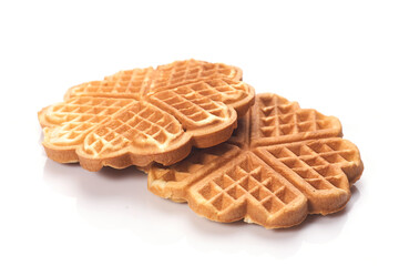 Freshly baked waffles isolated on white background