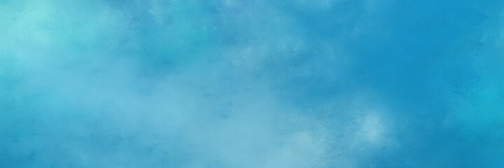 decorative medium turquoise, light sea green and sky blue colored vintage abstract painted background with space for text or image. can be used as horizontal background texture