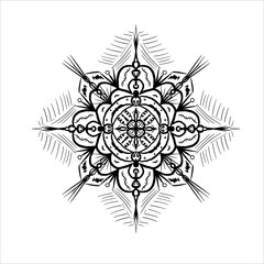 Obraz premium Vector illustration of a decorative round ornament. Outline mandala for coloring book. Anti-stress therapy pattern. Unusual shape oriental line vector isolated on white background.