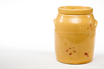 Antique crock isolated on white background