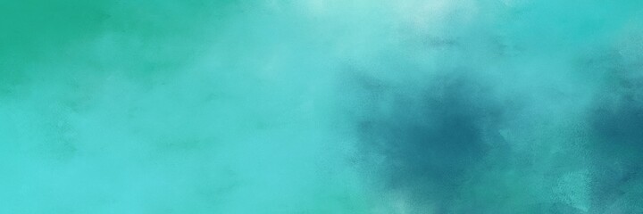 Fototapeta na wymiar stunning abstract painting background graphic with medium turquoise, teal blue and blue chill colors and space for text or image. can be used as header or banner