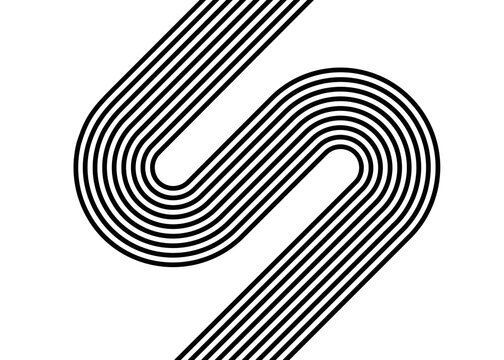 Abstract track with curves from black curved parallel lines on a white background. Trendy vector background