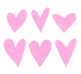 Textile felt pink hearts. Items for decoration, greeting cards, packaging, scene creator, other design