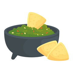 guacamole with nachos on white background vector illustration design