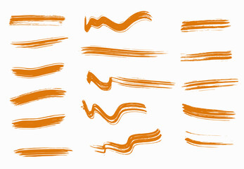 Obraz premium Grunge vector dry brush strokes set. Isolated on white background. Hand drawn collection