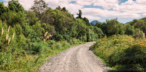 Fototapeta na wymiar Gravel road in New Zealand