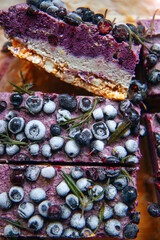 Raw cake with blackcurrant