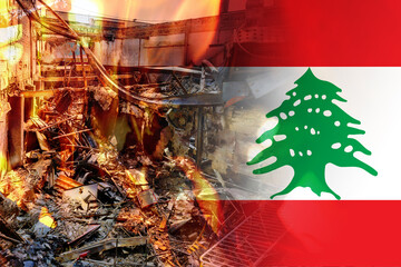 Pray for Beirut Lebanon blast tragedy in Beirut on National flag of Lebanon