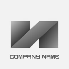 Logo N Company Gray Letter Logo Design With Simple style