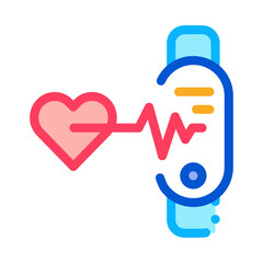 fitness bracelet heart beat icon vector. fitness bracelet heart beat sign. color symbol illustration