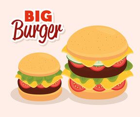 fast food poster, with big burgers vector illustration design