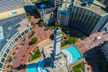 Aerial Photos of Indianapolis Indiana and it's wonderful Circle Center and Monument Circle. Summer of 2020 