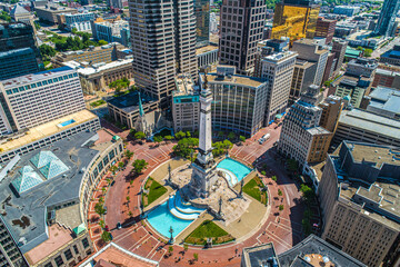 Aerial Photos of Indianapolis Indiana and it's wonderful Circle Center and Monument Circle. Summer of 2020 