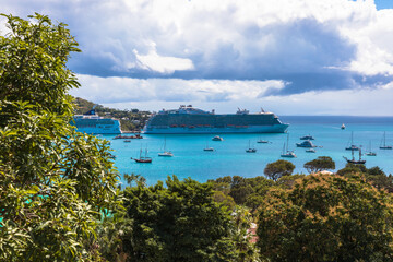 View of Charlotte Amalie, capital city of the U.S. Virgin Islands, Caribbean