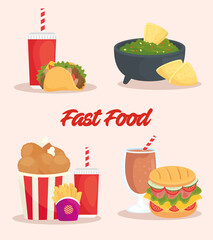 poster of set of delicious food vector illustration design