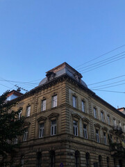 Fototapeta na wymiar Corner of an old house in a morning, Lviv