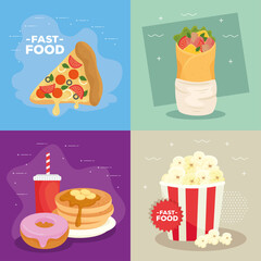 collection of posters of delicious fast vector illustration design