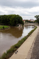 Fototapeta Raba river with the Rado island in Gyor obraz