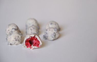 raspberries dipped or covered in chocolate