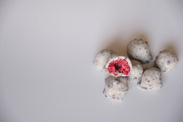 raspberries dipped or covered in chocolate