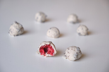 raspberries dipped or covered in chocolate