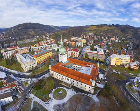 Chateau and town Vsetin, Czech Republic. Renaissance chateau in Vsetin is the dominant of the town and its oldest building.