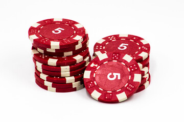 poker chips on white background
