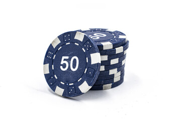 poker chips on white background