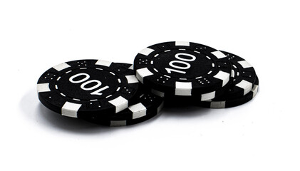 poker chips on white background