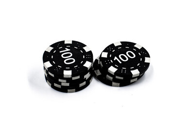 poker chips on white background