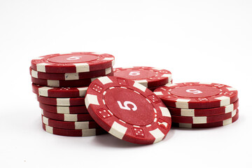 poker chips on white background