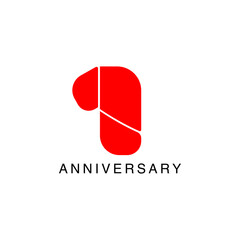 Number one 1 logo.  Icon design template element . One anniversary
