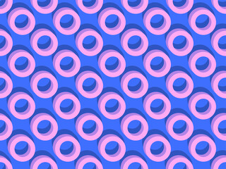 Materiał do szycia 3d circles with shadow seamless pattern. Blue and violet color. Background for promotional products, wrapping paper and printing. Vector illustration