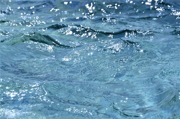 Obraz premium Blue sea clear water with waves background