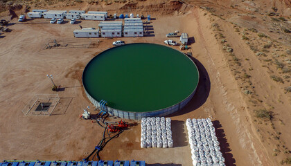 Vaca Muerta, Argentina, December 24, 2015: water and sand for hydraulic fracturing for oil...