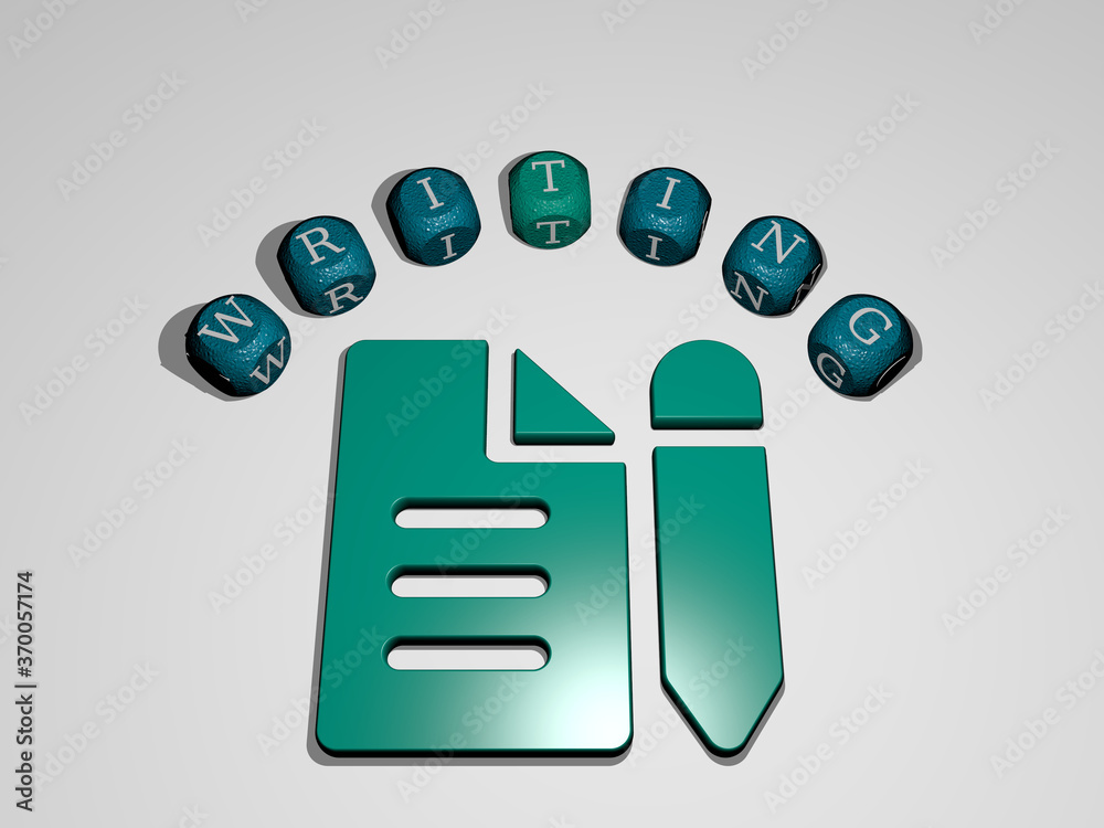 Fototapete 3d illustration of writing graphics and text around the icon made by metallic dice letters for the r
