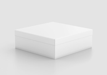 White Square Box Mockup, Blank Shoe Box packaging container, 3d Rendering isolated on light background