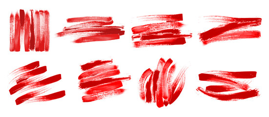Red Brush Stroke Set on White Background