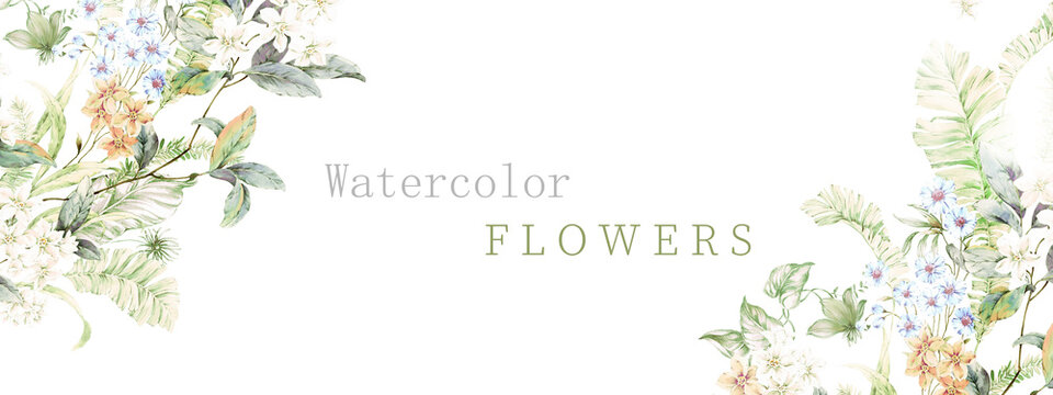  high-quality set of various watercolor flowers 
