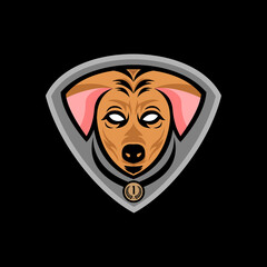 small dog mascot logo on black background