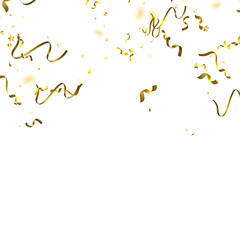 Holiday Serpentine. Gold Foil Streamers Ribbons.