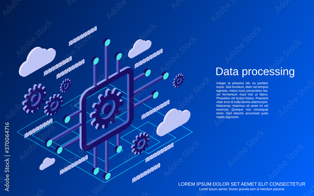 Wall mural Data processing flat 3d isometric vector concept illustration
