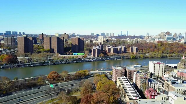 Aerial View of Harlem River and Harlem River Drive