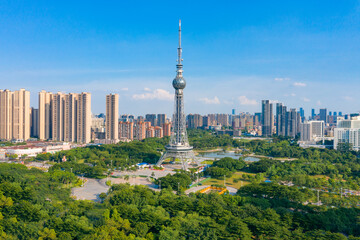 Aerial photos of Wenhua Park, Foshan City, Guangdong Province, China