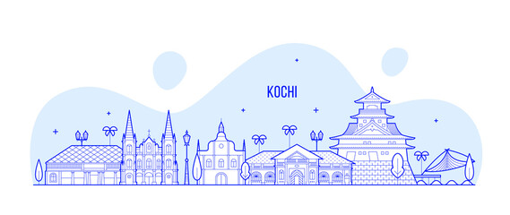 Kochi skyline India Trendy vector linear style
