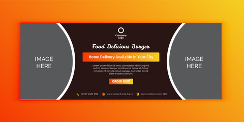 Fast Food social media marketing cover Template with gradient design elements.