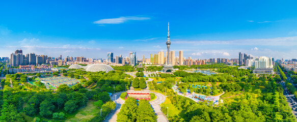 Aerial photos of Wenhua Park, Foshan City, Guangdong Province, China