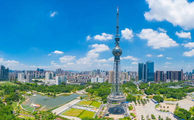 Aerial photos of Wenhua Park, Foshan City, Guangdong Province, China